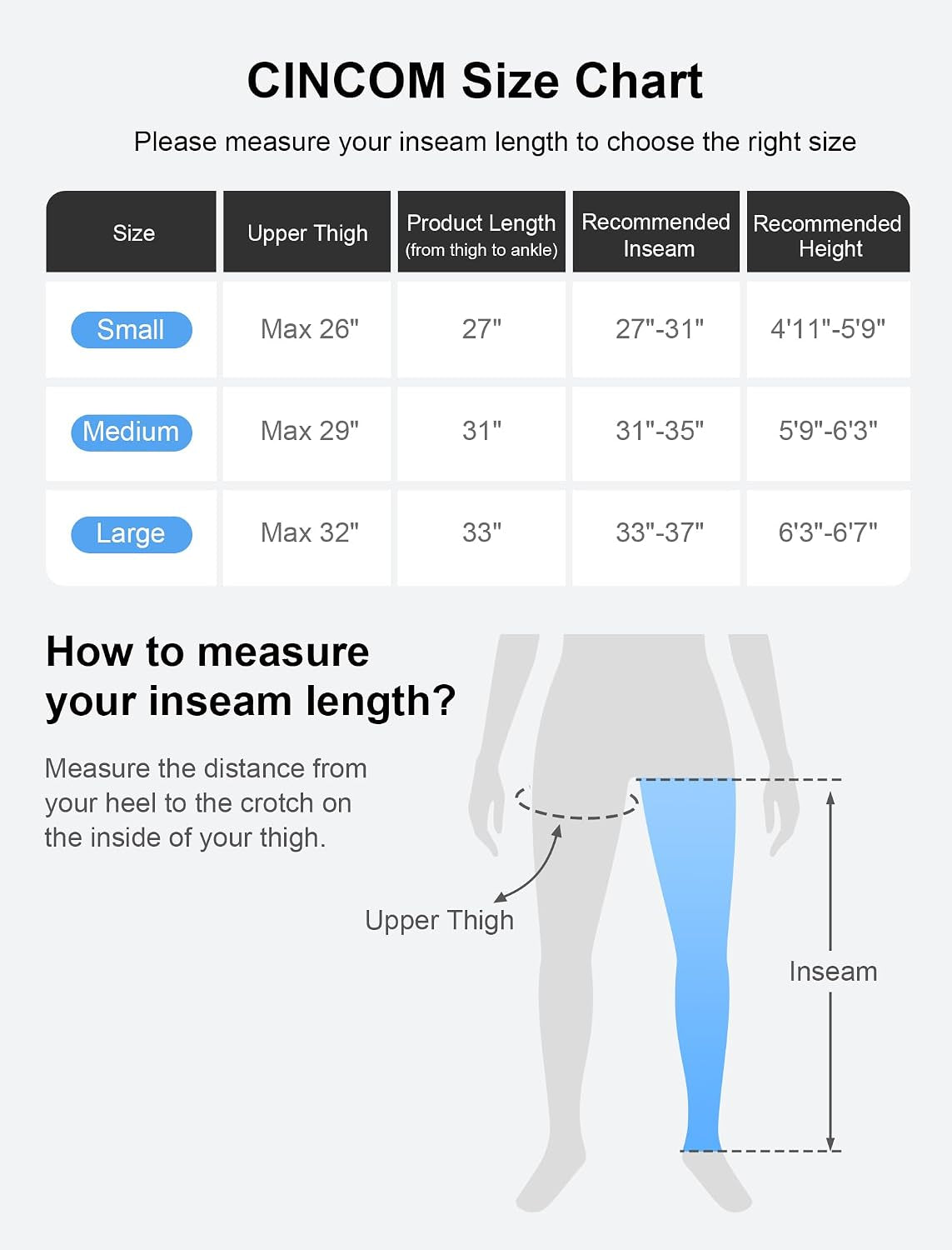 Leg Compression Massager with Selectable Massage Areas with 3 Sizes
