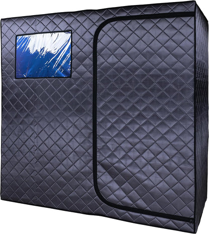 Portable Full Size Infrared Sauna for at Home Ultra Low EMF Infrared Panels LED Lighting, Heating Foot Pad, Ceramic Heat Fan (2-Person), Gray, Updated Version