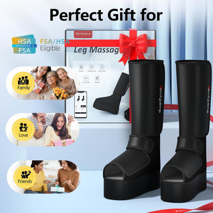 Cordless Foot and Calf Massager with Heat, Birthday Gift for Men Women Dad Mom Seniors, Rechargeable Leg and Feet Compression Massage for Circulation and Pain Relief (Fits Size 6 to 10)