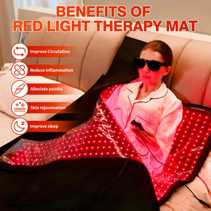 Red Light Therapy for Body, 2632 Leds Red Light Therapy Mat for Full Body, 88"X83" Infrared Light Therapy Blanket 660Nm & 850Nm Dual Wavelength Pain Relief & Recovery