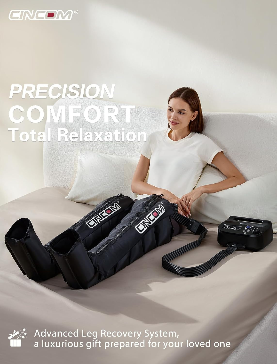 Leg Compression Massager with Selectable Massage Areas with 3 Sizes