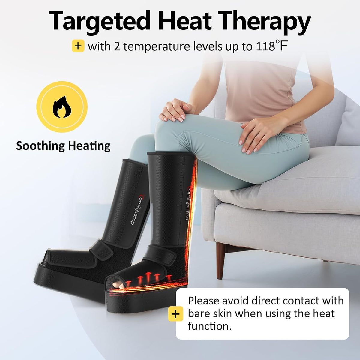 Cordless Foot and Calf Massager with Heat, Birthday Gift for Men Women Dad Mom Seniors, Rechargeable Leg and Feet Compression Massage for Circulation and Pain Relief (Fits Size 6 to 10)