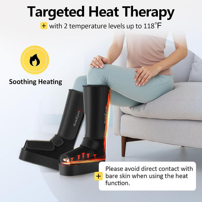 Cordless Foot and Calf Massager with Heat, Birthday Gift for Men Women Dad Mom Seniors, Rechargeable Leg and Feet Compression Massage for Circulation and Pain Relief (Fits Size 6 to 10)