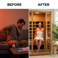 Andora 2-Person Low EMF FAR Infrared Sauna, Canadian Hemlock — Before & After