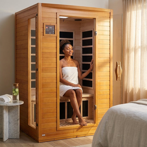 2-Person Infrared Sauna Built for Home Wellness, Low EMF Carbon Panels, Canadian Hemlock, Bluetooth Audio