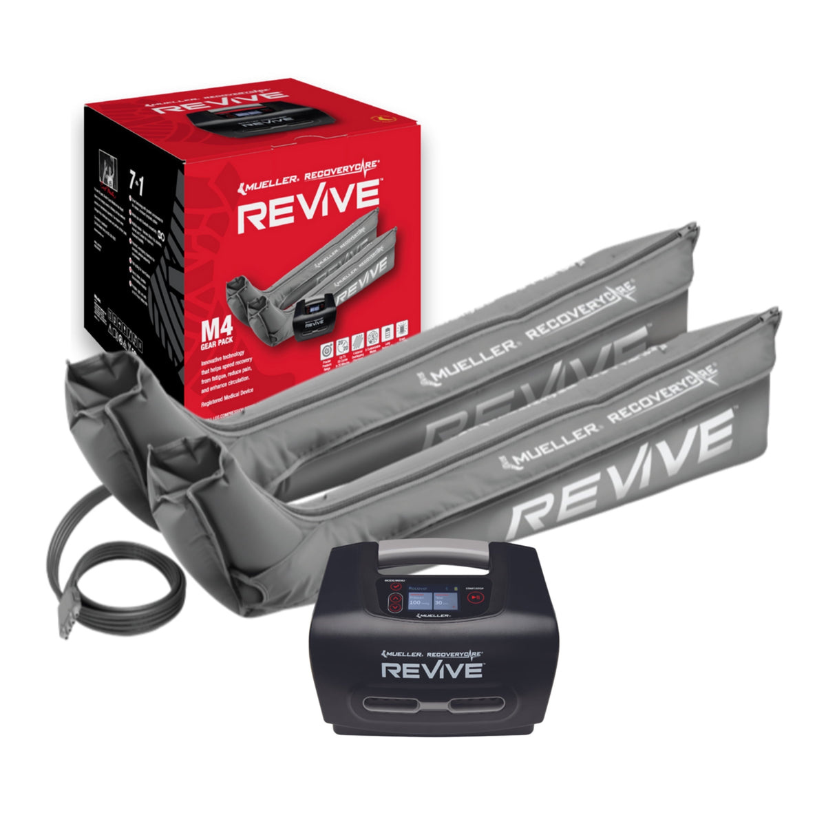 Recoverycare REVIVE M4 Gear Pack, Includes Full Leg Compression Boots (Large) & M4 Console, Accelerate Recovery, Reduce Pain and Stimulate Circulation with Air Compression Technology