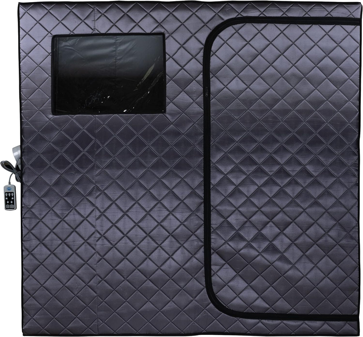 Portable Full Size Infrared Sauna for at Home Ultra Low EMF Infrared Panels LED Lighting, Heating Foot Pad, Ceramic Heat Fan (2-Person), Gray, Updated Version